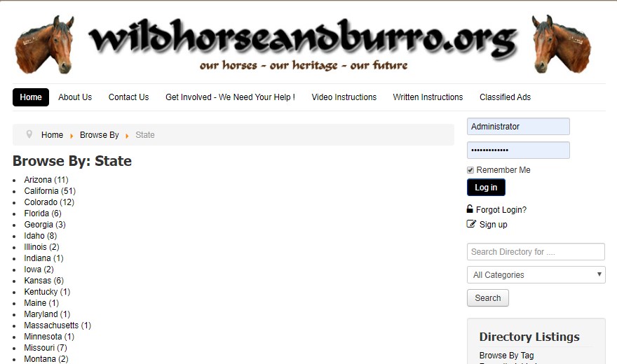 Example Browse by Tag using www.wildhorseandburro.org 