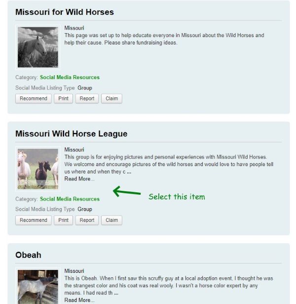 Example Browse by Tag using www.wildhorseandburro.org 