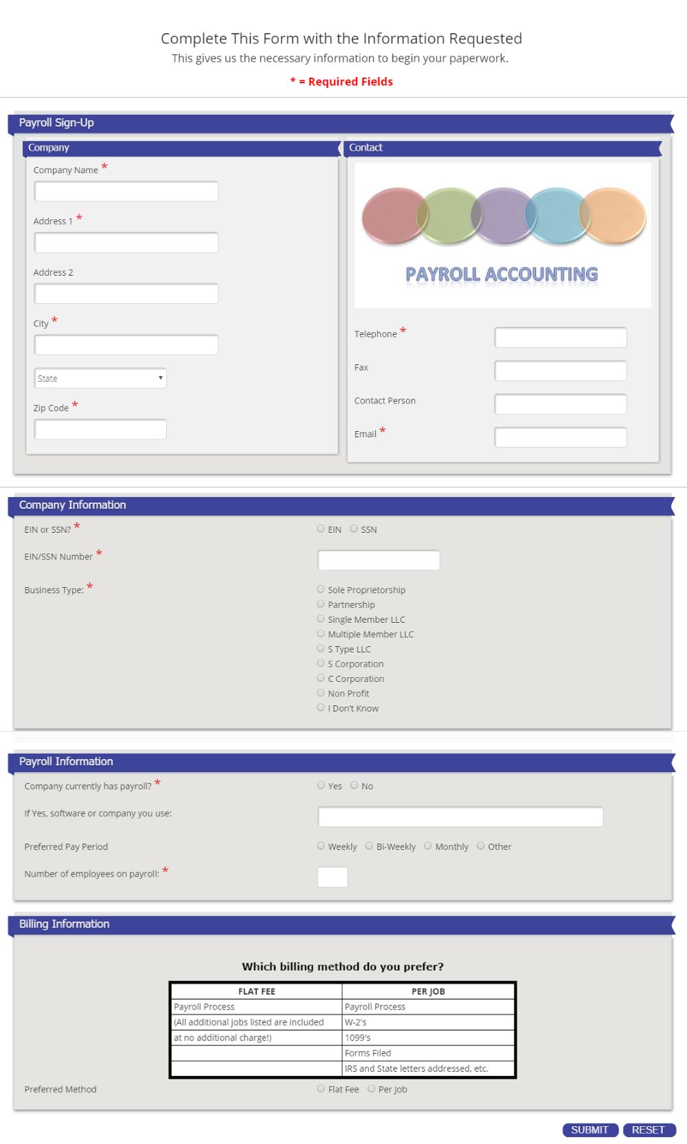 Payroll Sign Up Form